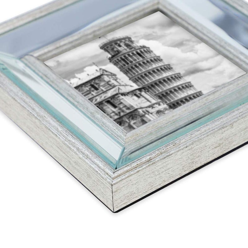 Isaac Jacobs 11x14 Silver Beveled Mirror Picture Frame w/Mat for 8x10- Classic Mirrored Frame w/Slight Slanted Angle for Wall DÃ©cor Display, Photo Gallery & Wall Art (11x14 (Matted 8x10), Silver) - Image 4